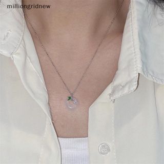 [milliongridnew] สร้อยคอโซ่ จี้รูปใบไม้ไผ่ ประดับเพทาย สีเงิน สไตล์โบราณ สําหรับผู้หญิง