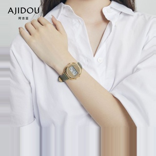 (($ยอดนิยม $) Ajidou AJIDOU นาฬิกาข้อมืออิเล็กทรอนิกส์ สีเขียวอ่อน แบบเรียบง่าย สําหรับผู้หญิง 1