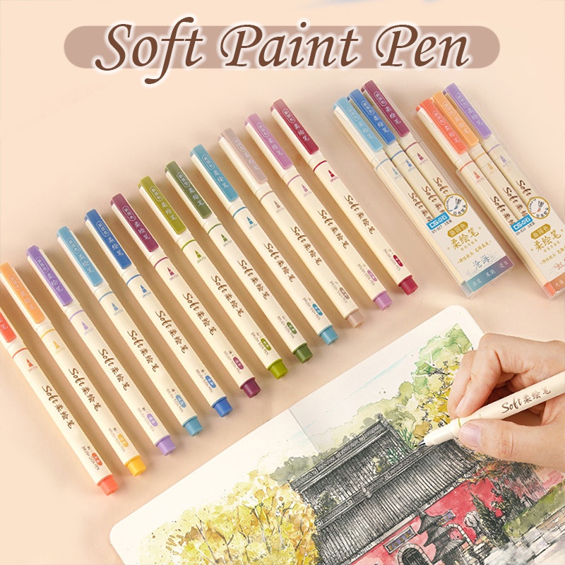 [ส่งจากกรุงเทพ]3 ชิ้น / เซต หัวนุ่ม ที่มีสีสัน การประดิษฐ์ตัวอักษร ปากกา แปรง หมึกสีน้ํา วาดภาพ กราฟฟิตี ศิลปะ ปากกา อุปกรณ์เครื่องเขียน โรงเรียน