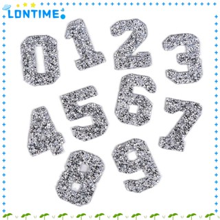 Lontime แผ่นแพทช์คริสตัล พลอยเทียม ตัวเลข 2.3 นิ้ว 0-9 ลายตัวอักษร สีเงิน สําหรับเย็บติดเสื้อผ้า DIY 20 ชิ้น