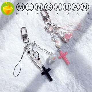 Mengxuan Y2K พวงกุญแจ จี้ห้อยโทรศัพท์มือถือ รูปผีเสื้อ สีชมพู แฮนด์เมด DIY