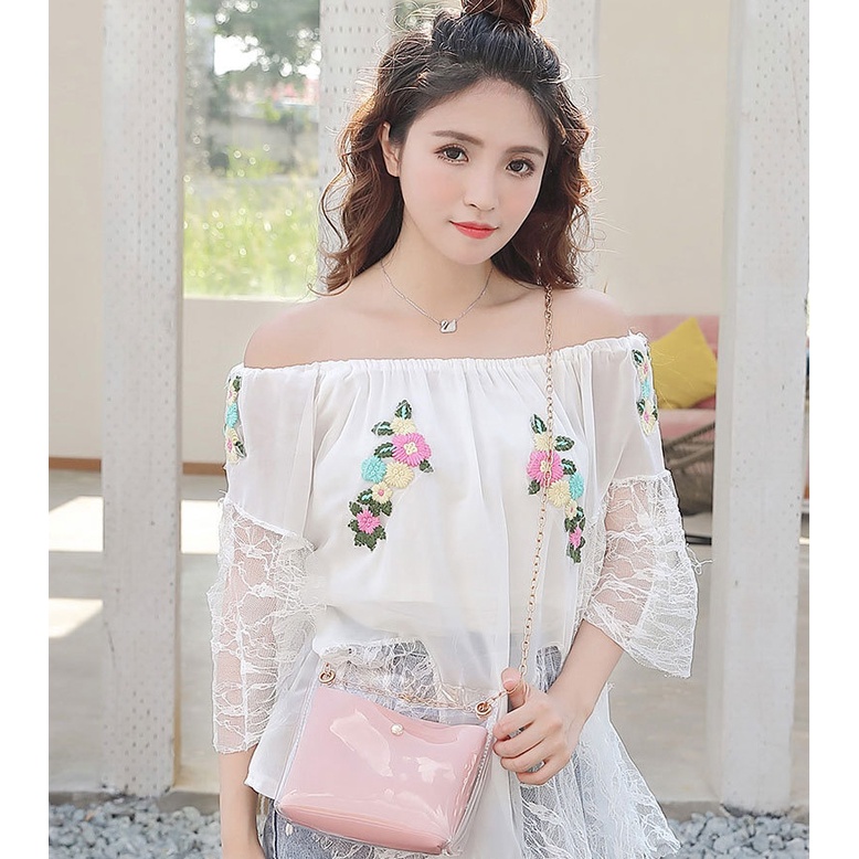 𝑬𝑽𝑬 𝗦𝗔𝗟𝗘 กระเป๋าหนังสะพายข้าง แบบใส สำหรับผู้หญิง **SALE ไม่มีประกันทุกกรณี** (E-113)
