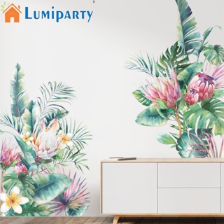 Lumiparty สติกเกอร์ติดผนัง มีกาวในตัว ลายใบไม้เขตร้อน ดอกไม้ สําหรับตกแต่งห้องนอน ห้องนั่งเล่น 2 ชิ้น