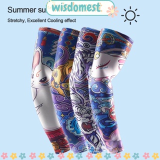 Wisdomest ปลอกแขน ลายดอกไม้ ใหม่ วิ่ง ป้องกันรังสียูวี กีฬากลางแจ้ง ฤดูร้อน ระบายความร้อน สักแขน 1 คู่