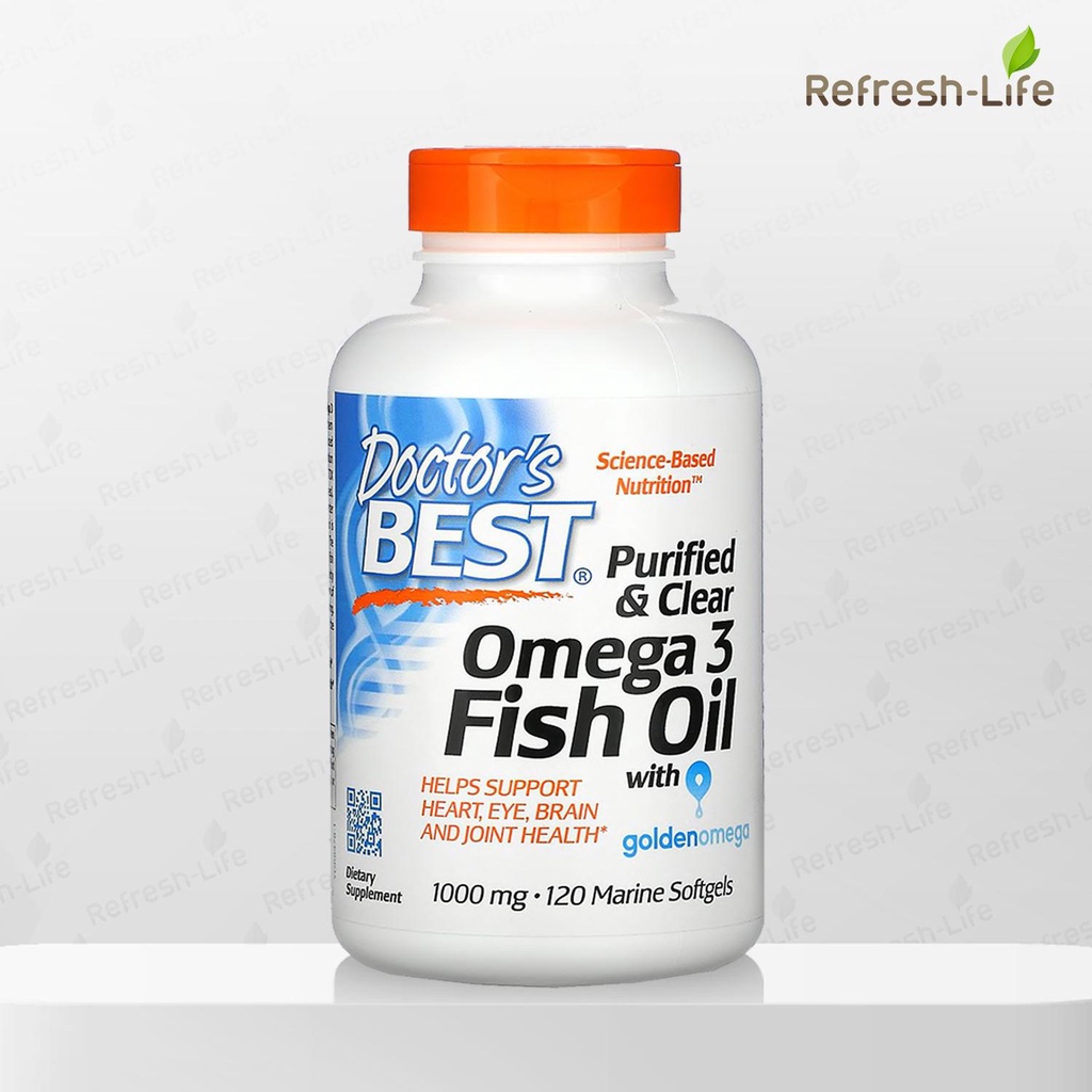 [พร้อมส่ง] Doctor's Best Purified & Clear Omega 3 Fish Oil 1000 mg น้ำมันปลา โอเมก้า3 DHA EPA ฟิชออย [Refresh-Life]