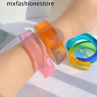 Mxfashione สร้อยข้อมือ เจลลี่ ทรงเรขาคณิต เปิดได้ เรียบง่าย ของขวัญ สําหรับผู้หญิง