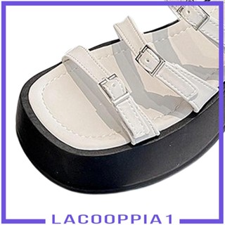 [Lacooppia1] รองเท้าแพลตฟอร์มลําลอง ส้นแบน กันลื่น หัวเข็มขัดปรับได้ เหมาะกับฤดูร้อน สําหรับผู้หญิง ตั้งแคมป์ สระว่ายน้ํา