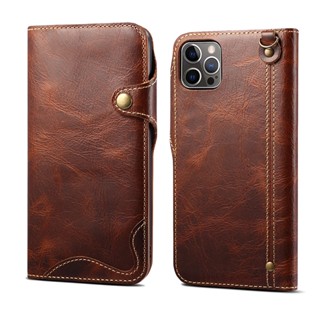 เคสโทรศัพท์มือถือหนังวัวแท้ กันกระแทก พร้อมสายคล้อง และช่องใส่บัตร สําหรับ iPhone 12 Pro Max Mini X XR XS Max case 12Pro 12Mini ProMax cover