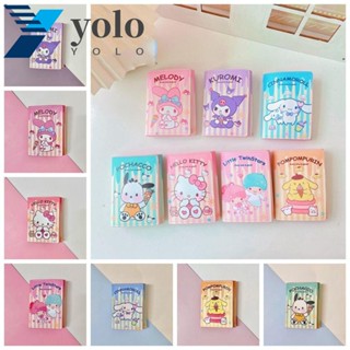 Yolo Kuromi กระเป๋าสตางค์ใบสั้น หนัง PU ลายการ์ตูน Pochacco Cinnamoroll สามพับ แบบพกพา ใส่บัตรได้หลายใบ ใส่เหรียญได้หลายใบ สําหรับนักเรียน