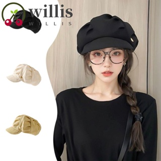 Willis หมวกเบเร่ต์ จับจีบ ฮาราจูกุ ข่าว เด็กผู้ชาย หมวกศิลปิน หมวกจิตรกร หมวกแปดเหลี่ยม หมวกสตรีท