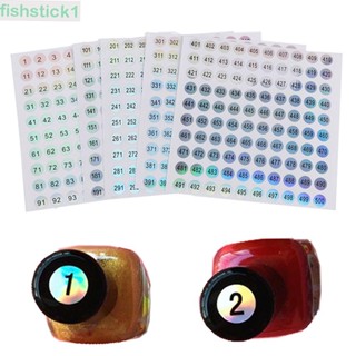 Fishstick1 สติกเกอร์เลเซอร์ตัวเลข 1-500 มีกาวในตัว กันน้ํา สําหรับติดตกแต่งเล็บ DIY