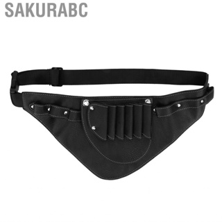 Sakurabc Scissors Waist Bag PU Leather   Resistant Scissor Storage Pouch Lightweight 2 Layers for Hairdressing Tools