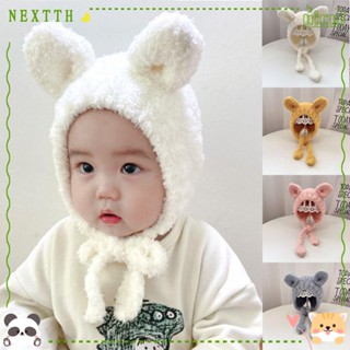 Nextth หมวกถัก แต่งหูหมีน่ารัก ให้ความอบอุ่น สีพื้น สําหรับเด็กทารกแรกเกิด 6-24 เดือน