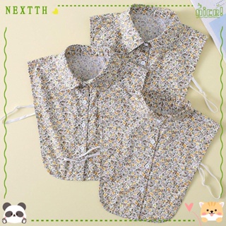 Nextth เสื้อเบลาส์ คอปกปลอม ผ้าฝ้าย ลายดอกไม้ สไตล์คลาสสิก สําหรับผู้หญิง