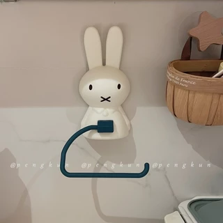 ตะขอแขวนผ้าขนหนู ลายกระต่ายน่ารัก สีตัดกัน แบบสร้างสรรค์ สําหรับห้องน้ํา ห้องครัว