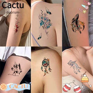 Cactu สติกเกอร์รอยสัก กันน้ํา ติดทนนาน ลายการ์ตูนผีเสื้อ ดอกไม้น่ารัก ขนาดเล็ก สําหรับผู้ชาย และผู้หญิง