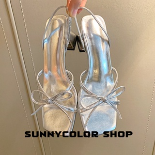 SUNNYCOLOR รองเท้าส้นสูง รองเท้าแตะ รองเท้าส้นสูงผู้หญิง 2023 ใหม่ B24G0E6 36Z230909