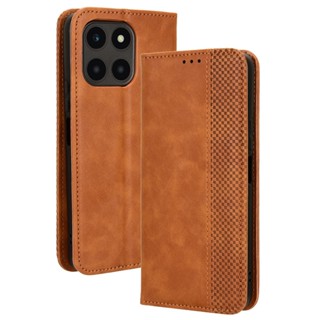 เคสโทรศัพท์หนัง PU ฝาพับแม่เหล็ก พร้อมช่องใส่บัตร หรูหรา สําหรับ Huawei Honor X6A 4G