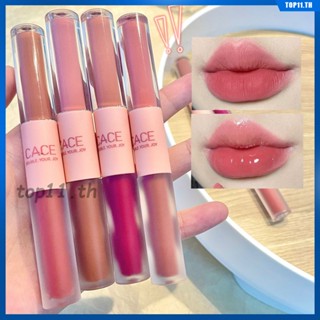 CACE Fun 6 Color Double Head Lip Glaze Velvety Matte Lipstick Moisturizing White Lip Gloss for Glamorous Lips Makeup มีให้เลือก 6 สี doubleend Cosmetics Moisture (top11.th)