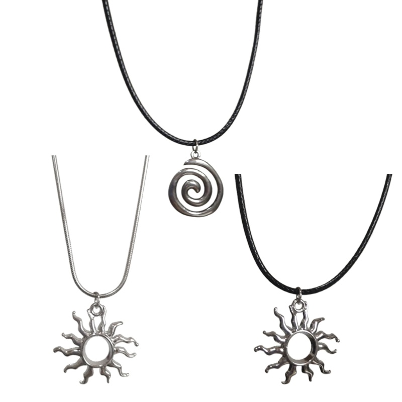 Noe Leathers Rope Necklace Female Temperament Niche Sun Star Swirl Collarbone Chain