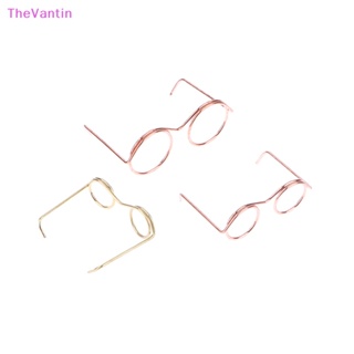 Thevantin แว่นตา กรอบโลหะ ทรงกลม ไร้เลนส์ สไตล์เรโทร สําหรับตุ๊กตา 5 ชิ้น