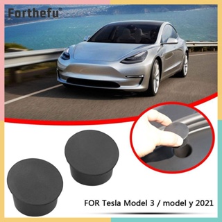 ★ Forthefu ★  ฝาครอบป้องกันสกรู ด้านหน้า อุปกรณ์เสริม สําหรับ Tesla Model 3 Model Y 2021 2 ชิ้น