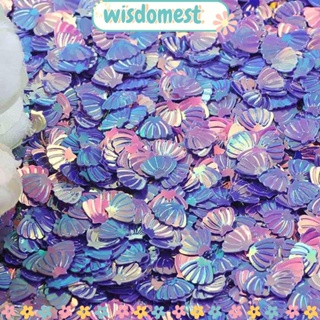 WISDOMEST ใหม่ เปลือกหอยกลิตเตอร์ เลื่อม แฮนด์เมด สําหรับตกแต่งเล็บ 100 กรัม ต่อแพ็ก