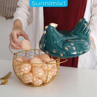 [Sunnimix1] ตะกร้าโลหะเซรามิค สําหรับใส่ไข่ไก่ ตกแต่งบ้านฟาร์ม