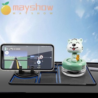 Mayshow แผ่นแดชบอร์ดรถยนต์ เบาะ PU ซักได้ 4 in 1 แผ่นกันลื่น อเนกประสงค์ แฟชั่น อุปกรณ์เสริมโทรศัพท์มือถือ ขาตั้งโทรศัพท์ หมุนได้ ที่วางโทรศัพท์อัตโนมัติในรถยนต์