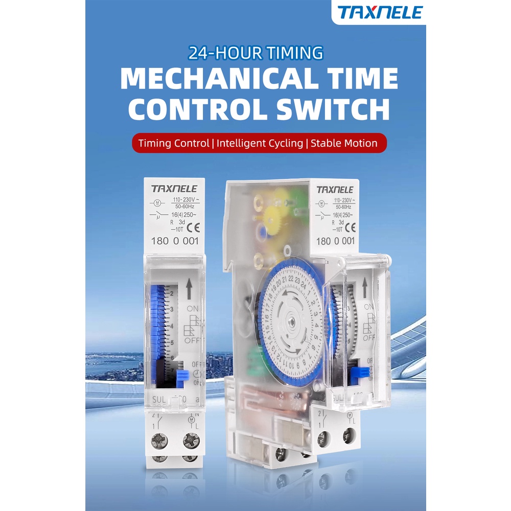 Taxnele AC 110V AC 220V 16A SUL180a Timer Switch 24 ชั่วโมงรีเลย์ 35 มม.ราง Din Mechanical Time Switch - รูปที่ 5