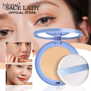 JULYSTAR Sace Lady Long-Lasting Makeup Setting Powder แป้งฝุ่นขนาดกะทัดรัดและผิวเรียบเนียนบางเบา เครื่องสำอางธรรมชาติแต่งหน้าหน้าพกพาสะดวก