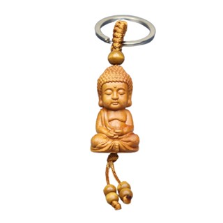 Gift Lightweight Practical Natural Pendant Art For Car Men Women Lucky Three-Dimensional Engraving Buddha Wood Keychain