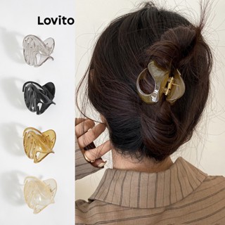 Lovito กิ๊บติดผมลําลอง ทรงอสมมาตร แบบเรียบ สําหรับผู้หญิง L63AD105 (สีน้ําตาล/เทา/แชมเปญ/ดํา)