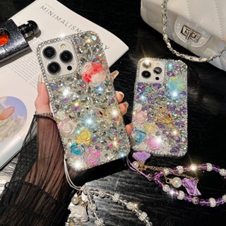 เปลือกเพชร เคสนอก เคสติดเพชร เคส iPhone เคสโทรศัพท์ แอปเปิ้ล15 pro max เคสการ์ตูน เคสโทรศัพท์มือถือ ประดับเพชร พลอยเทียม พร้อมสายคล้อง แฟชั่นหรูหรา สําหรับ iPhone 15 pro max 15 Plus 14 PRO MAX 13 Pro Max 11 12 pro max 13 Mini X XR XS MAX Case