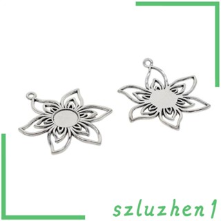 [Szluzhen1] จี้ฐานเปล่า ลายดอกไม้ 10 ชิ้น DIY