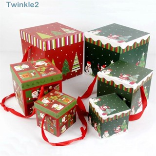 Twinkle กล่องของขวัญคริสต์มาส ทรงสี่เหลี่ยม คุณภาพสูง สําหรับตกแต่งหน้าต่าง 3 ชิ้น