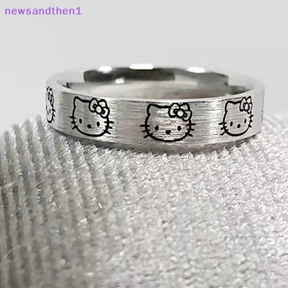 Newsandthen1 Sanrio Hello Kitty แหวนสีเงิน สําหรับผู้หญิง ผู้หญิง Hello Kitty แหวนนิ้ว ผู้หญิง แหวนการ์ตูน แหวนน่ารัก