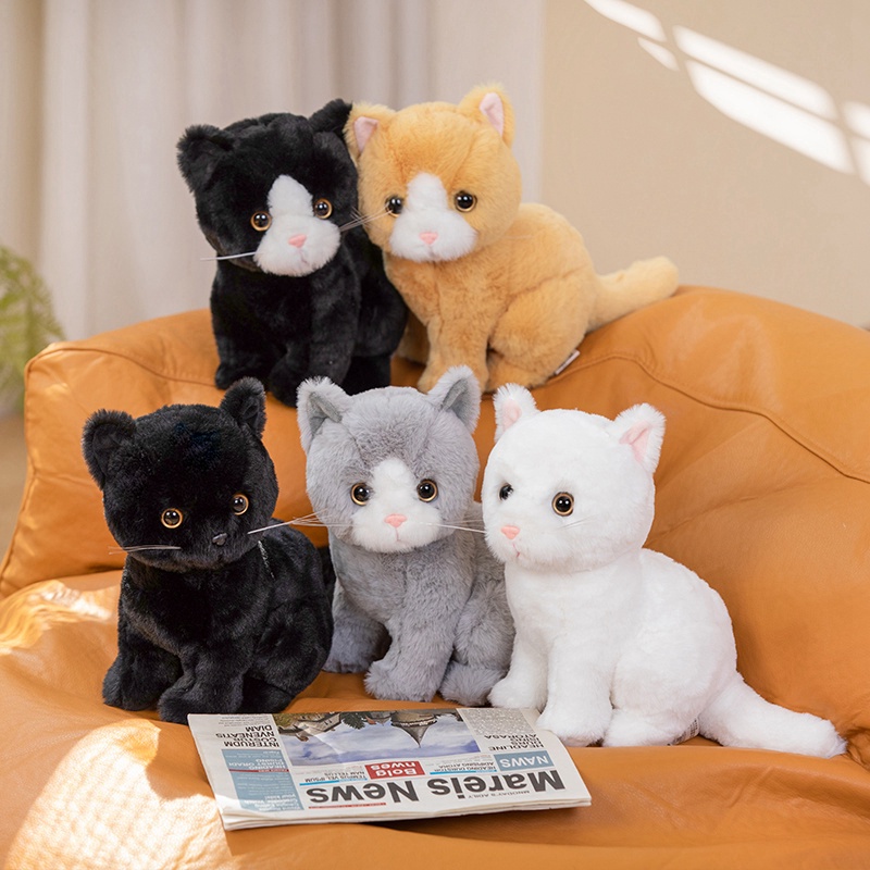 ตุ๊กตาแมวน่ารัก สีเทา สีขาว สีดํา สีน้ําตาล ของขวัญวันเกิด สําหรับเด็กผู้หญิง