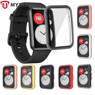 Myron เคสกระจก TPU แบบนิ่ม อุปกรณ์เสริม สําหรับ Huawei Watch Fit