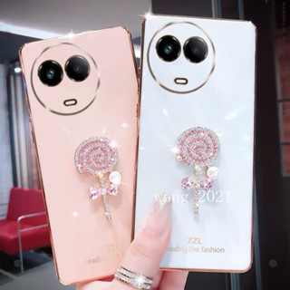 พร้อมส่ง ใหม่ เคสโทรศัพท์มือถือ ซิลิโคนนิ่ม ชุบซิลิโคน ประดับไข่มุก พลอยเทียม รูปอมยิ้ม สีหวาน หลากสี สําหรับ Realme 11 11 C51 NFC 4G 5G 2023 11 C51 NFC 4G