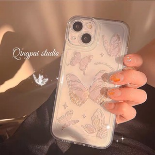 เคสโทรศัพท์มือถือแบบใส กันกระแทก ลายผีเสื้อคริสตัล หรูหรา สําหรับ Tecno Spark GO 2023 Tecno POP 7 Pro Infinix Smart 7