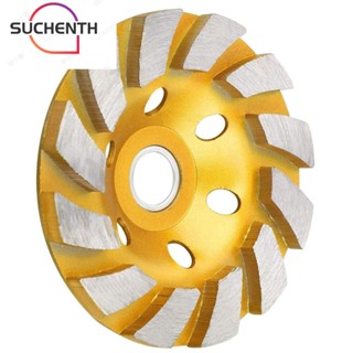 Suchenth ถ้วยเทอร์โบ สามแถว ล้อเจียรเพชร โลหะผสม 12 ส่วน ลดการสึกหรอ และฉีกขาด ทนทาน 4 นิ้ว สําหรับเครื่องเจียรมุม คอนกรีต