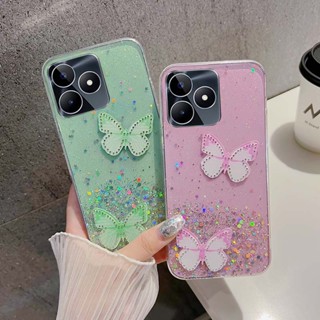 เคสโทรศัพท์มือถือ ซิลิโคนนิ่ม ลายผีเสื้อ ท้องฟ้ากลางคืน หรูหรา สําหรับ Realme C53 NFC