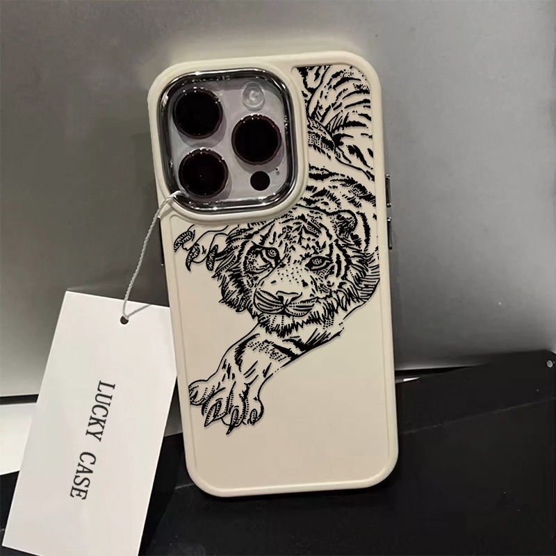 เคสโทรศัพท์มือถือ TPU แบบนิ่ม ลายภาพวาดสีน้ํามัน รูปเสือ กันกระแทก ป้องกันกล้อง สําหรับ IPhone 15 14 13 12 11 Pro Max 11 Pro Max XS X XR 8 + 7 Plus