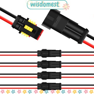 Wisdomest ปลั๊กขั้วต่อสายไฟ 2-Pin ตัวผู้ ตัวเมีย กันน้ํา สําหรับยานยนต์