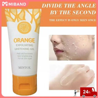 พร้อมสต็อก Mintox 50ml Orange Exfoliating Scrub Facial Scrub Gel ผลิตภัณฑ์ดูแลผิวทำความสะอาดล้ำลึก