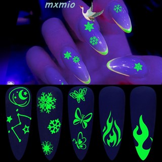 Mxmio สติกเกอร์ตกแต่งเล็บ ลายผีเสื้อ เกล็ดหิมะ เปลวไฟ DIY