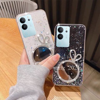 พร้อมส่ง ใหม่ เคสโทรศัพท์มือถือนิ่ม ปิดด้านหลัง ลายมงกุฎ พร้อมกระจกแต่งหน้า แฟชั่น สําหรับ VIVO V29 5G VIVO V29e V29 Pro Y27 Y78 Y36 5G 4G 2023 V29 5G