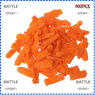 Wattle ถุงมือยางธรรมชาติ ใช้ซ้ําได้ ป้องกันนิ้วมือ สีส้ม 100 ชิ้น