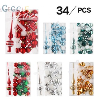 ⭐NEW ⭐Xmas Tree Ornaments 34 Pieces Painted Hanging Shining Christmas Ball Set Holiday